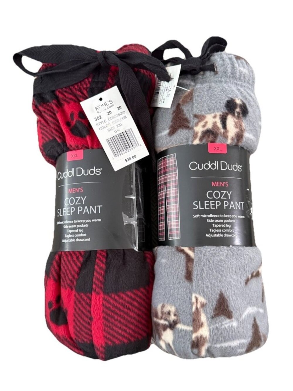 Cuddl Duds XXL Men’s Cozy Sleep Pajama Pants LOT x2 Fleece PJ Pant Set *T4